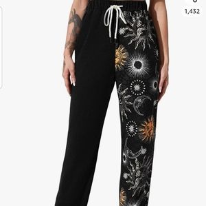 #NWOT Wdirara Women Sweatpants Print Drawstrings Elastic Cuffs Joggers#